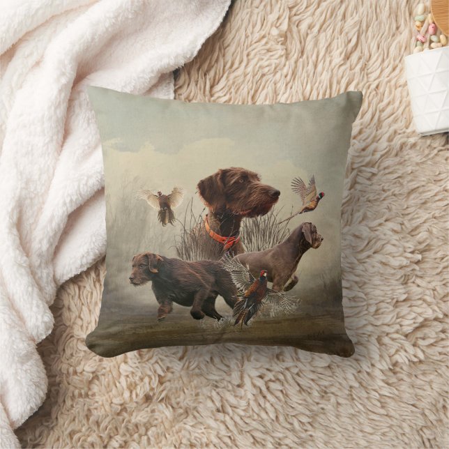 Pudelpointers, Hunting pheasant  Cushion (Blanket)