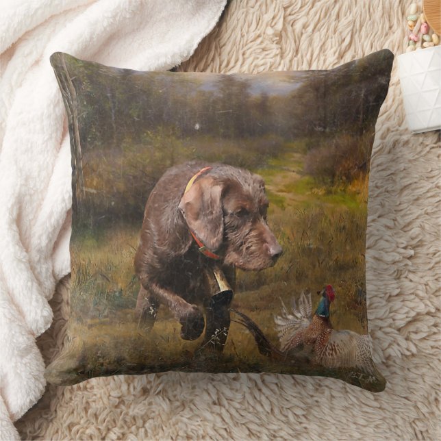 Pudelpointers, Hunting pheasant   Cushion (Blanket)