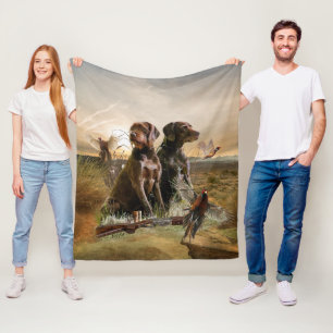 Pudelpointers, Hunting pheasant   Fleece Blanket
