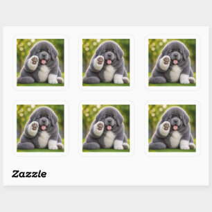 Pudgy Puppy Grey and white newfie sticker sheet