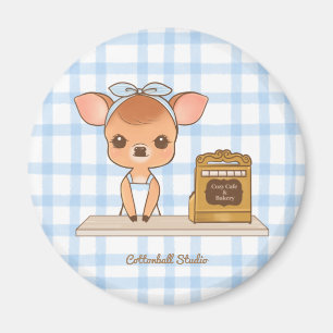Puds' Cosy Cafe and Bakery Cute Kawaii Pudu Deer Magnet