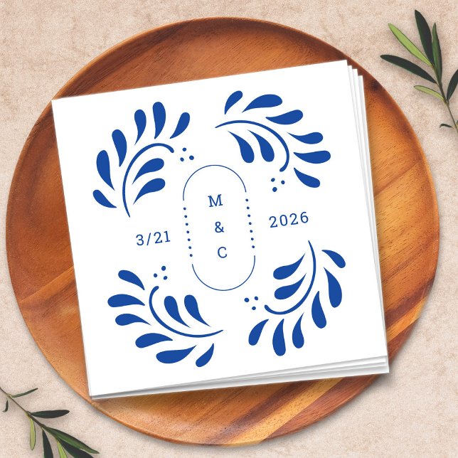 Puebla Mexican Wedding Cocktail Napkin (Puebla Mexican Wedding Cocktail Napkin by Fiesta Valley Print)