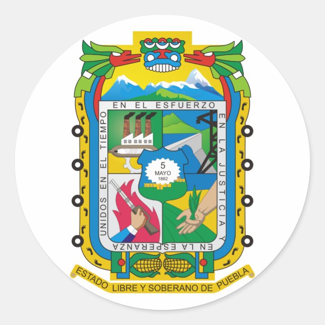 Puebla, Mexico Classic Round Sticker (Front)