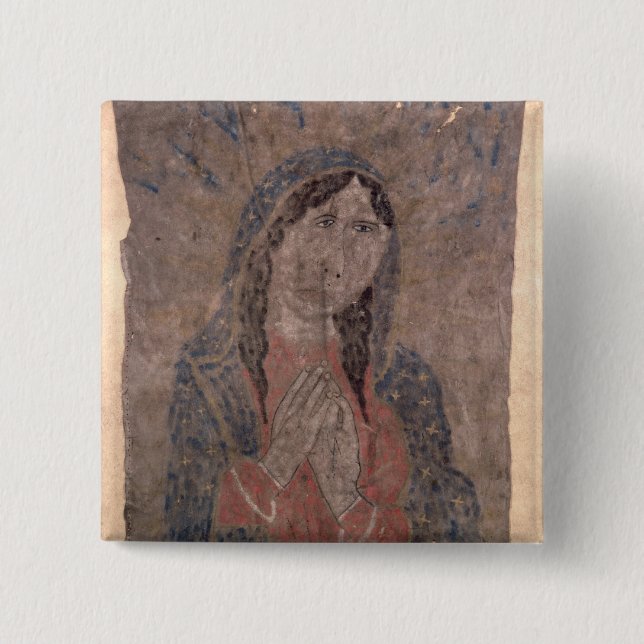 Pueblo Indian hide Painting of a Madonna, 1675 15 Cm Square Badge (Front)