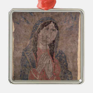 Pueblo Indian hide Painting of a Madonna, 1675 Metal Ornament