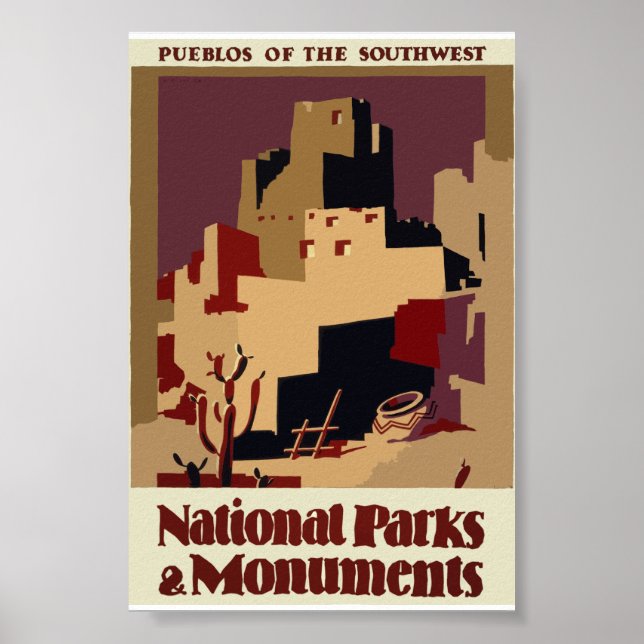 Pueblos of the Southwest Vintage Travel Poster (Front)