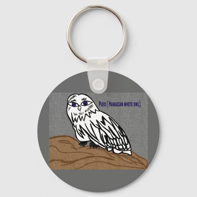 Pueo hawaiian white owl key ring (Front)