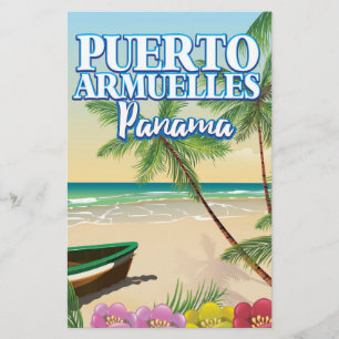 Puerto Armuelles Panama Beach travel poster Stationery