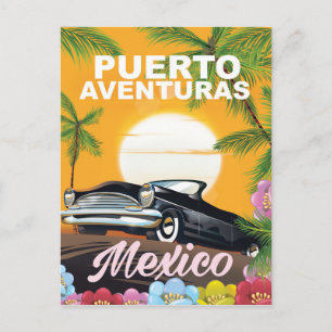 Puerto Aventuras Mexico travel poster Postcard
