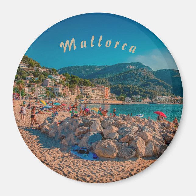 Puerto de Sóller round magnet in Mallorca (Front)
