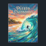 Puerto Escondido Mexico Postcard<br><div class="desc">Puerto Escondido is known for its powerful beach break called Zicatela,  often referred to as the “Mexican Pipeline.” It produces heavy,  barrelling waves that attract experienced surfers.

The town has a vibrant,  laid-back atmosphere with golden beaches and warm waters. It’s a perfect mix of thrilling surf and cultural richness.</div>