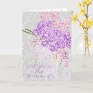 Puerto Mader Sheer Bow  Will You Be My Bridesmaid  Card