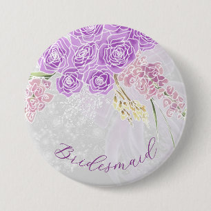 Puerto Madero Lilac Bow and Bouquet-Bridesmaid 7.5 Cm Round Badge