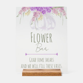 Puerto Madero Lilac Bow Bouquet Flower Bar Acrylic Sign