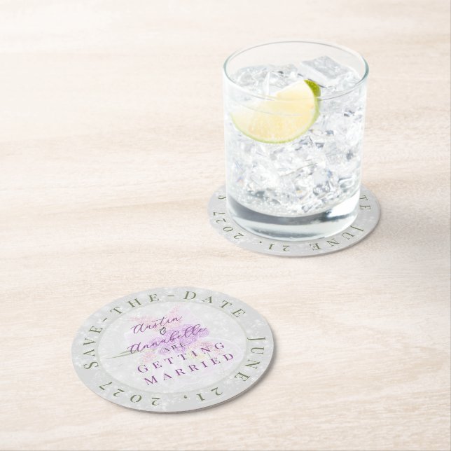 Puerto Madero rose  Save-the-Date coaster (Insitu)
