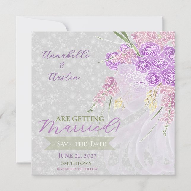 Puerto Madero sheer bow Bouquet   Save The Date (Front)