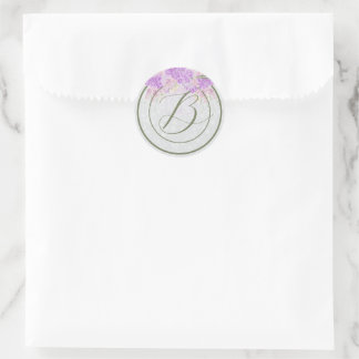 Puerto Madero Sheer lilac bow Bouquet on grey Classic Round Sticker