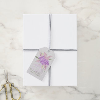 Puerto Madero Sheer lilac bow on Soft grey Gift Tags