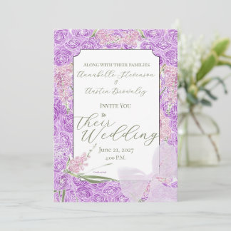 Puerto Madero Vintage Sheer Blush bow on Sage Invitation