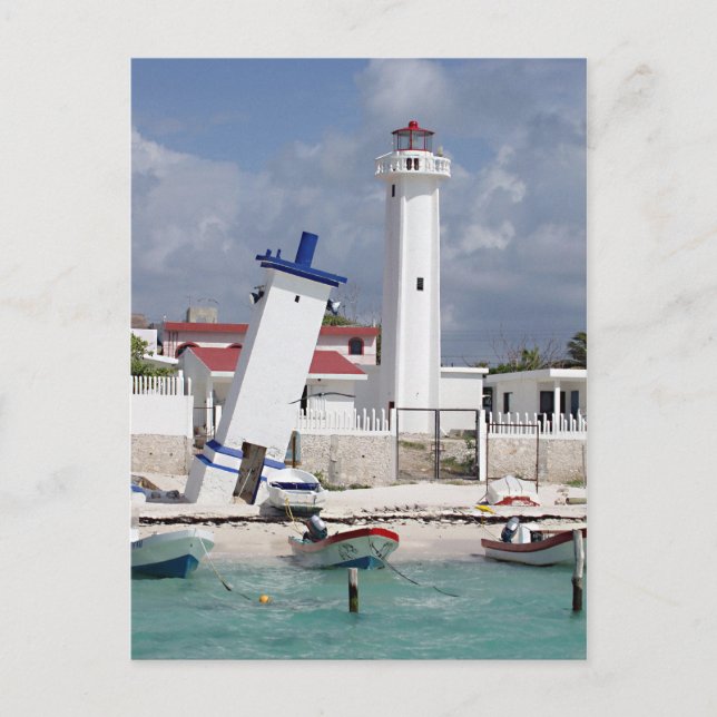 Puerto Morelos Lighthouse Postcard (Front)