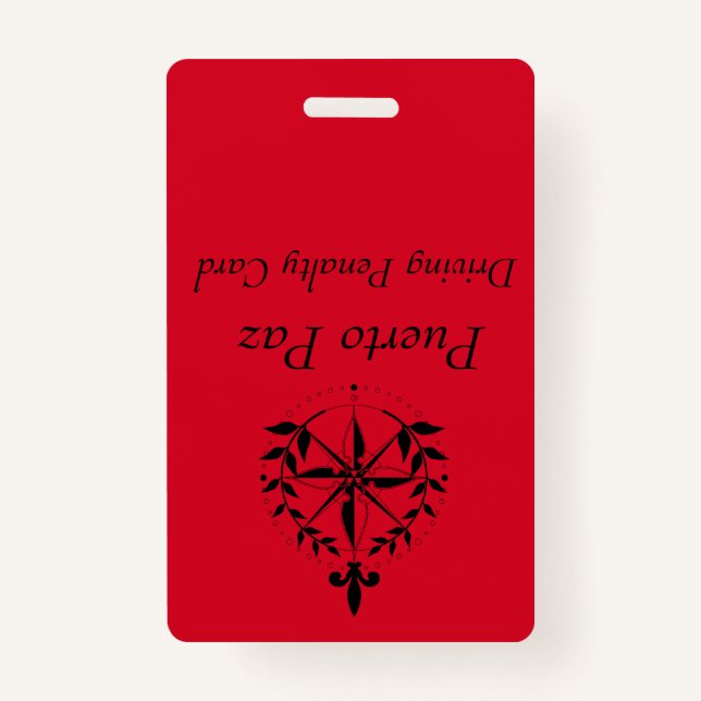 Puerto Paz - Driving Penalty Card (red) ID Badge (Back)