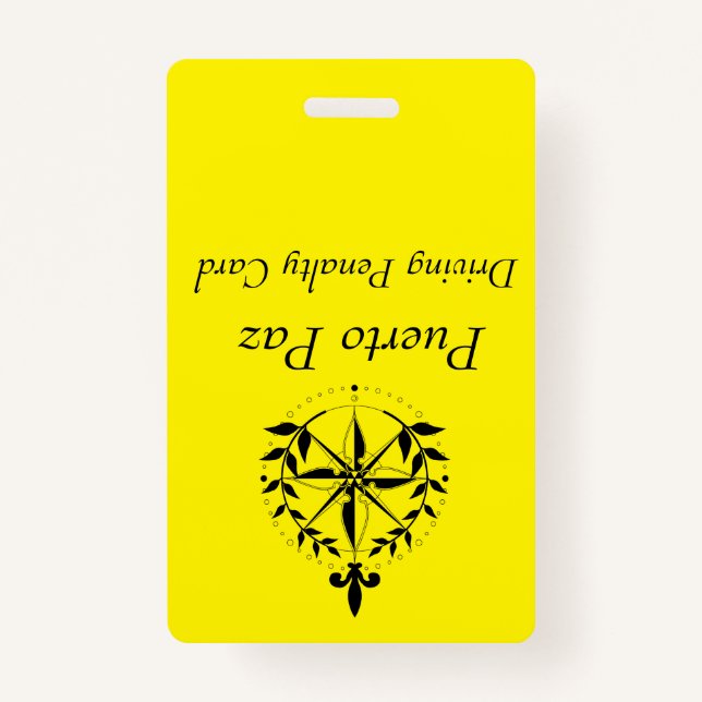 Puerto Paz - Driving Penalty Card (yellow) ID Badge (Back)