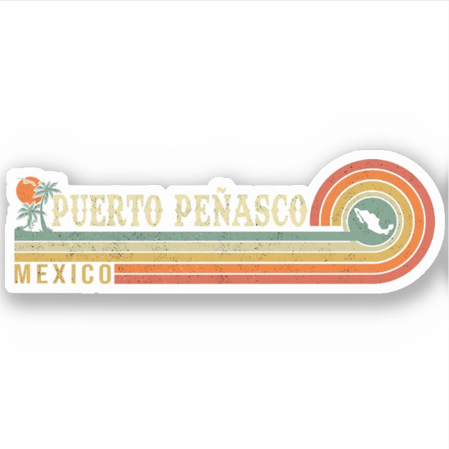 Puerto Peñasco Mexico Beach Vintage Palm Trees 60s (Front)