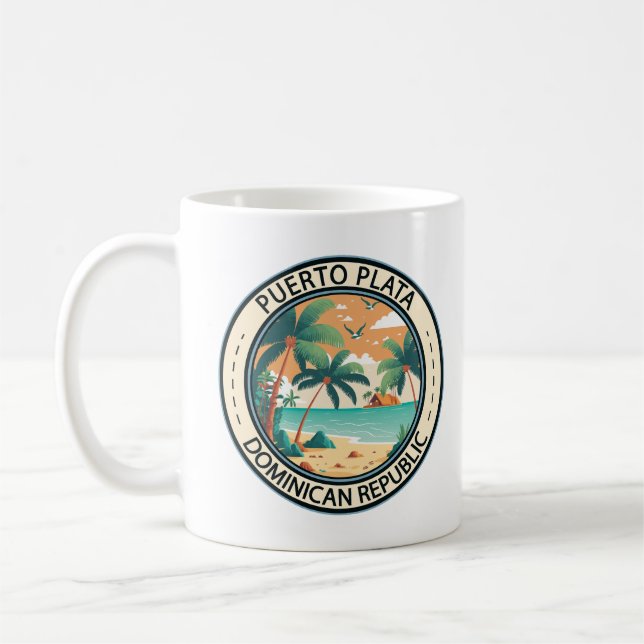 Puerto Plata Dominican Republic Hut Badge Coffee Mug (Left)