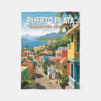 Puerto Plata Dominican Republic Travel Art Vintage