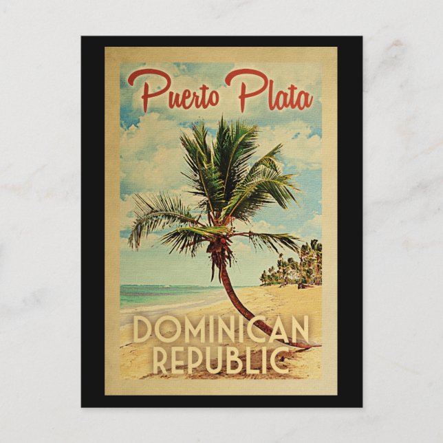 Puerto Plata Postcard Palm Tree Vintage Travel (Front)