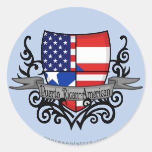 Puerto Rican-American Shield Flag Classic Round Sticker