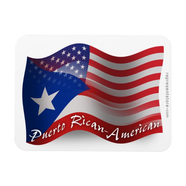 Puerto Rican-American Waving Flag Magnet (Horizontal)