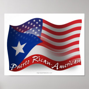 Puerto Rican-American Waving Flag Poster