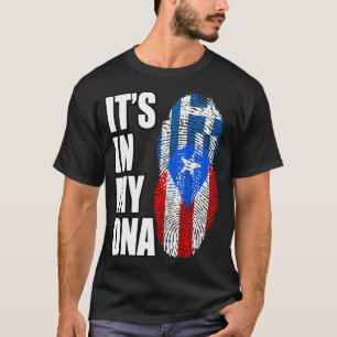 Puerto Rican And Greek Mix DNA Flag Heritage T-Shirt