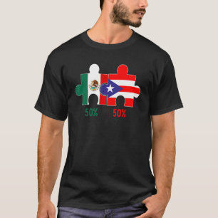 Puerto Rican And Mexican Heritage Flag Pride DNA H T-Shirt