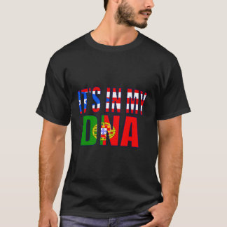 Puerto Rican And Portuguese Mix Dna Flag Heritage  T-Shirt