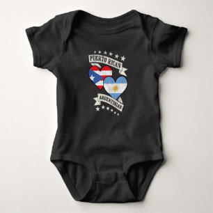 Puerto Rican Argentinian Heart Flags Puerto Rico A Baby Bodysuit
