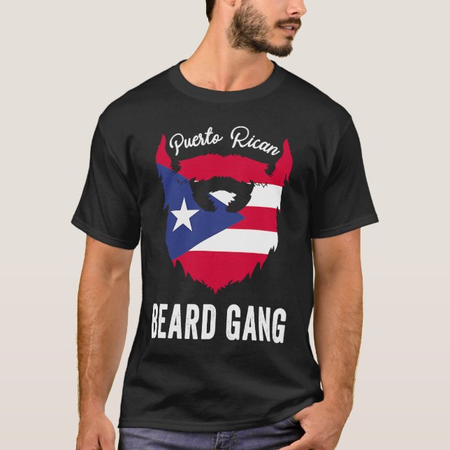 Puerto Rican Beard Gang  Puerto Rico National Flag T-Shirt (Front)