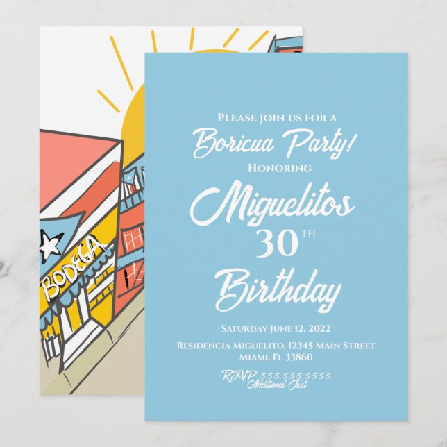 Puerto Rican Boricua Hispanic Latin Block Party  Invitation (Front/Back)