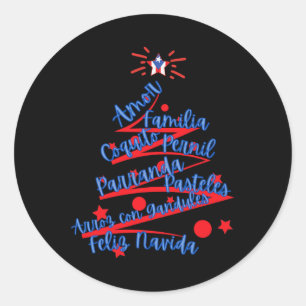 Puerto Rican Christmas Feliz Navidad Classic Round Sticker