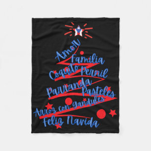 Puerto Rican Christmas Feliz Navidad Fleece Blanket