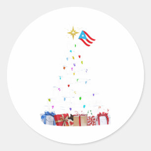 Puerto Rican Christmas Tree Lights Food Traditions Classic Round Sticker