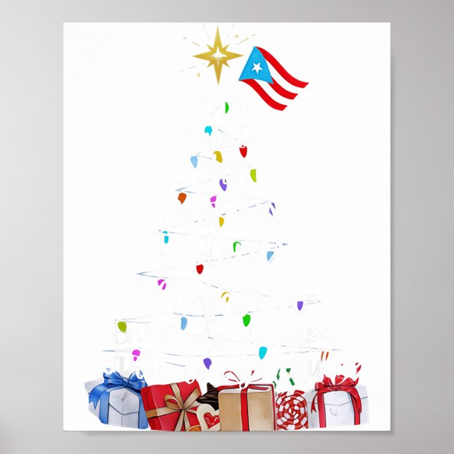 Puerto Rican Christmas Tree Lights Food Traditions Poster (Front)