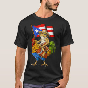 Puerto Rican Coqui Frog Riding Rooster T-Shirt