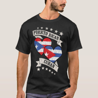 Puerto Rican Cuban Heart Flags T-Shirt