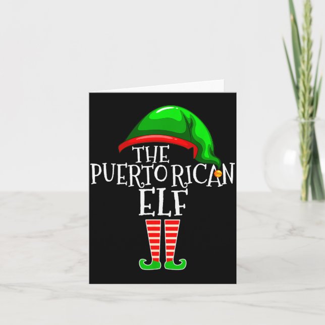 Puerto Rican Elf Family Matching Group Christmas G Card (Front)