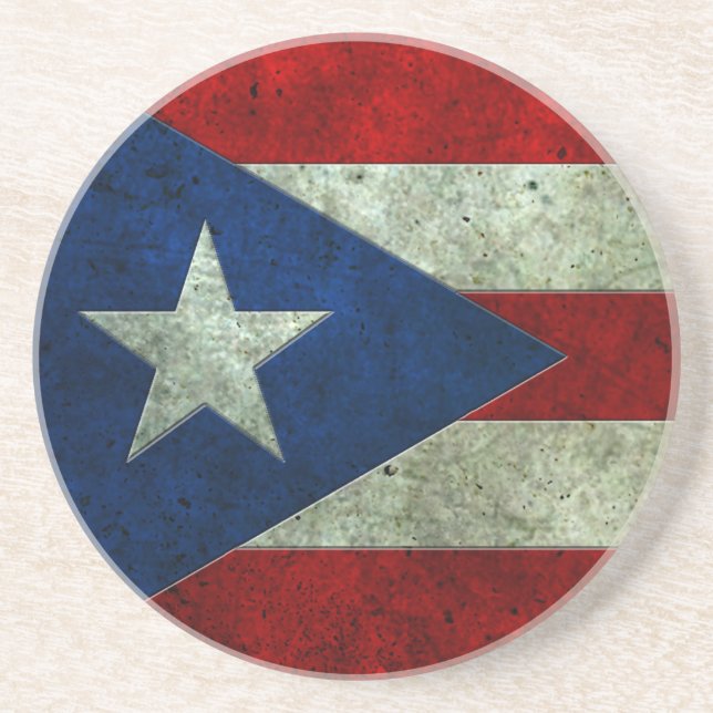 Puerto Rican Flag Aged Steel Effect Coaster (Front)