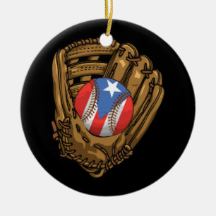 Puerto Rican Flag Baseball Sport Puerto Rico Baseb Ceramic Ornament