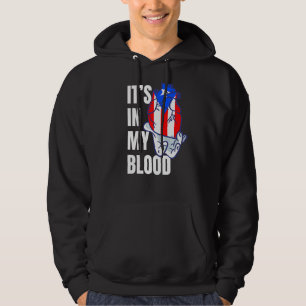 Puerto Rican Flag Boricua He Blood Veins Hand Hoodie