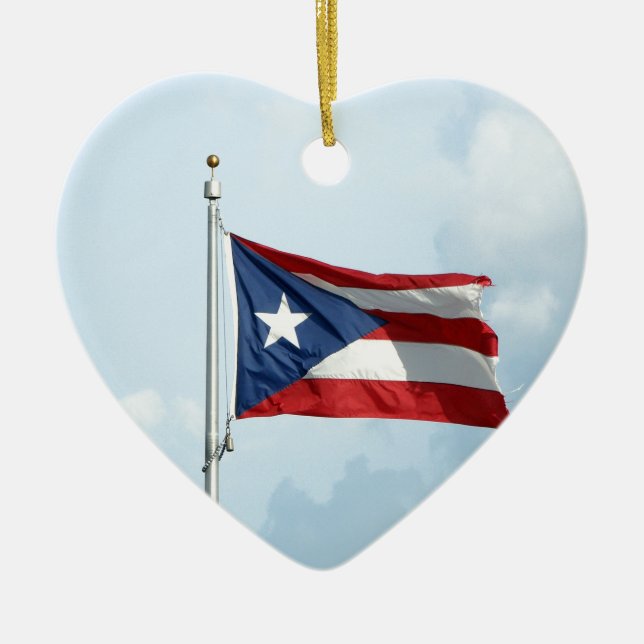 Puerto Rican Flag Ceramic Tree Decoration (Front)